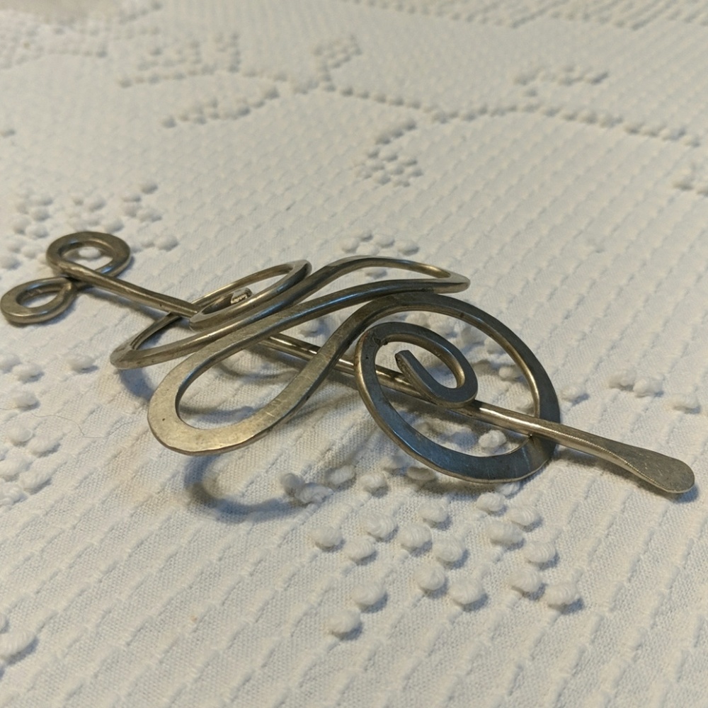 Handmade hammered sterling hair clasp